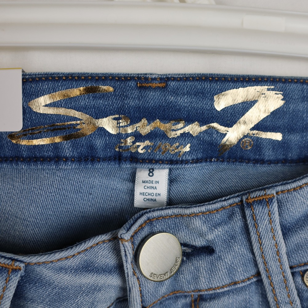 Seven7 Bermuda Shorts Womens 8 Ventura Light Blue Denim Fray Hem Distressed New - Picture 5 of 13